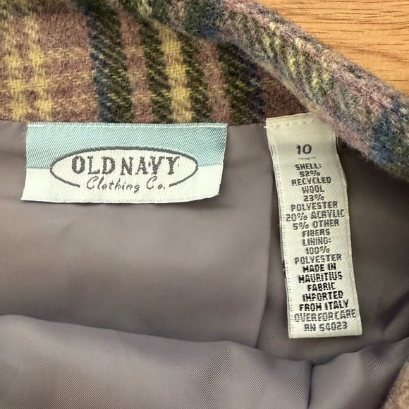VINTAGE 90s OLD NAVY Lavender Purple Plaid Recycled Wool Jacket and Skirt - Picture 11 of 11